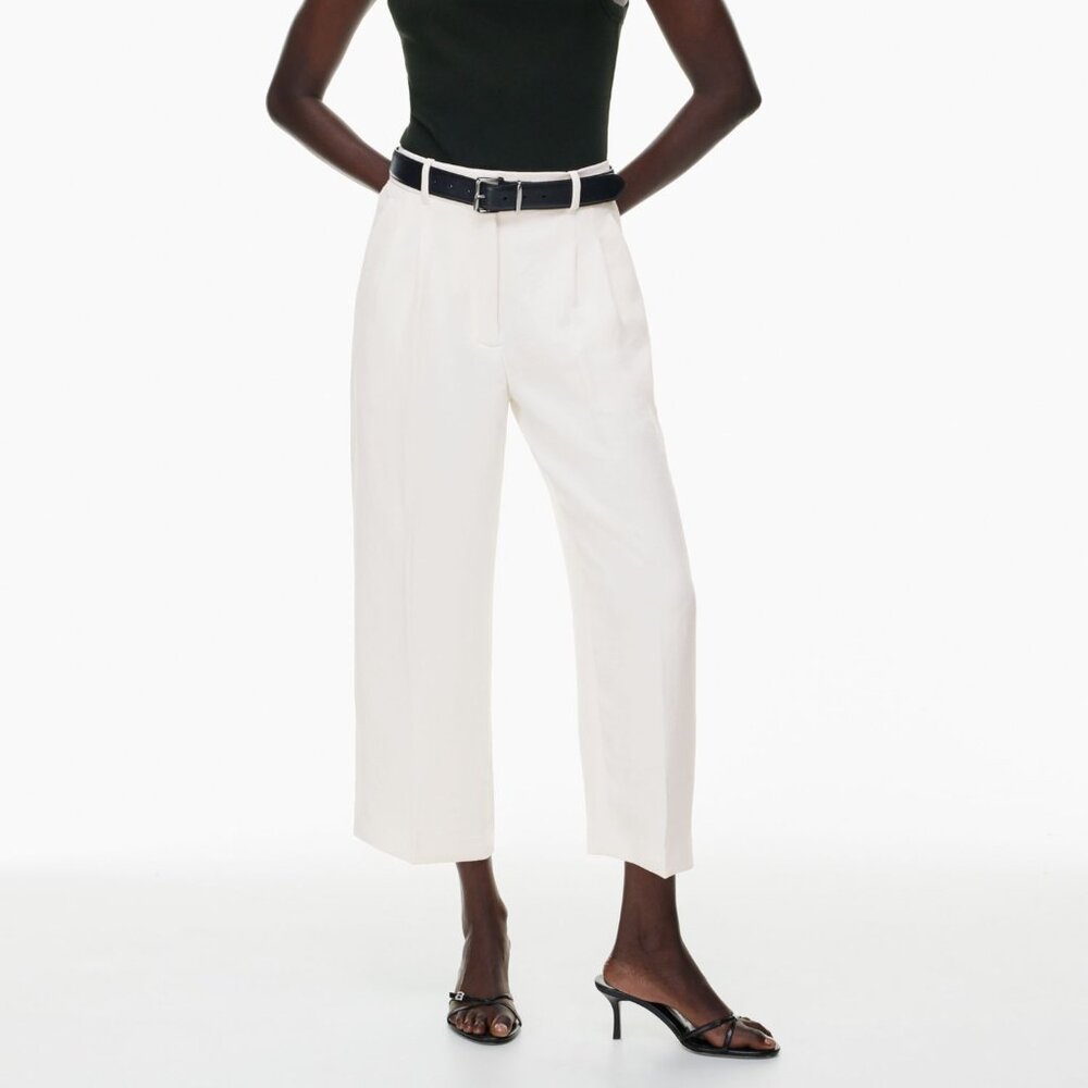 Aritzia Wilfred Cropped high-waisted wide-leg crepe trousers
